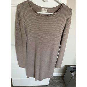 Aritzia Silk & Cashmere Ribbed Dress – Taupe
